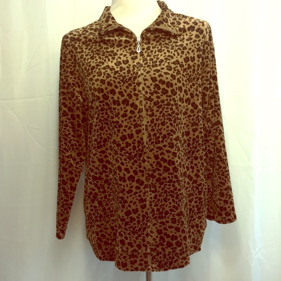 Velour track jacket! full zip leopard print - Picture 7 of 8
